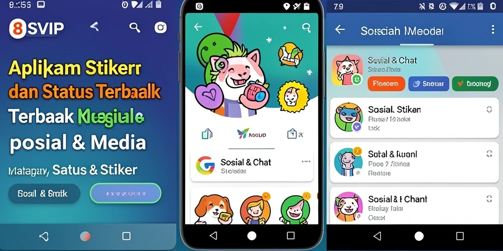 Antarmuka aplikasi 8SVIP dengan berbagai pilihan stiker.