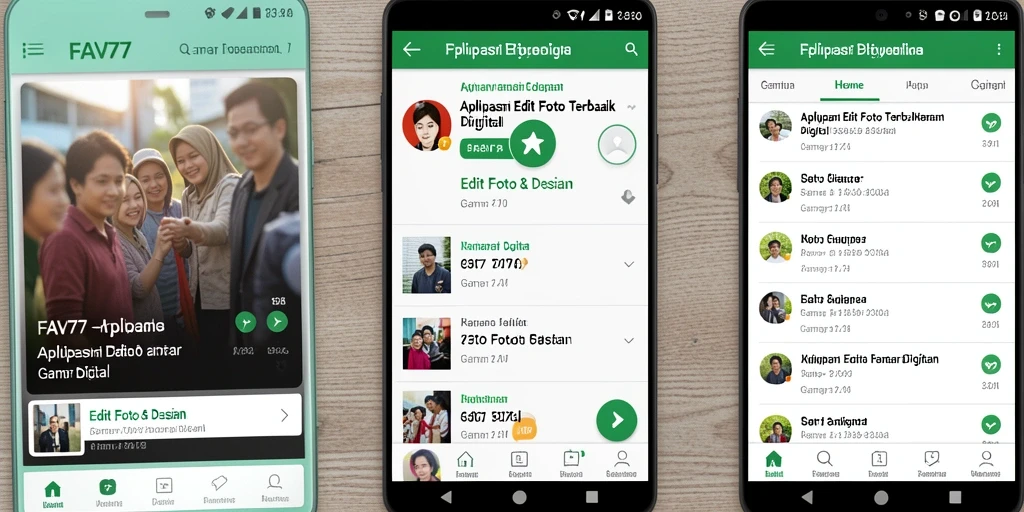 Screenshot utama FAV77 menunjukkan antarmuka edit gambar digital yang menarik.