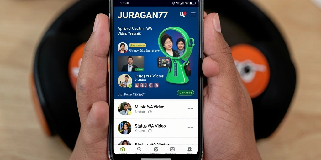 Antarmuka aplikasi JURAGAN77 menampilkan pilihan video status yang beragam dan menarik.