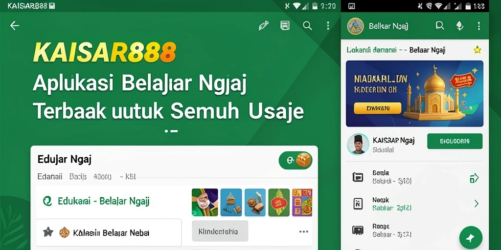 Antarmuka edukatif menarik KAISAR888 untuk belajar ngaji.