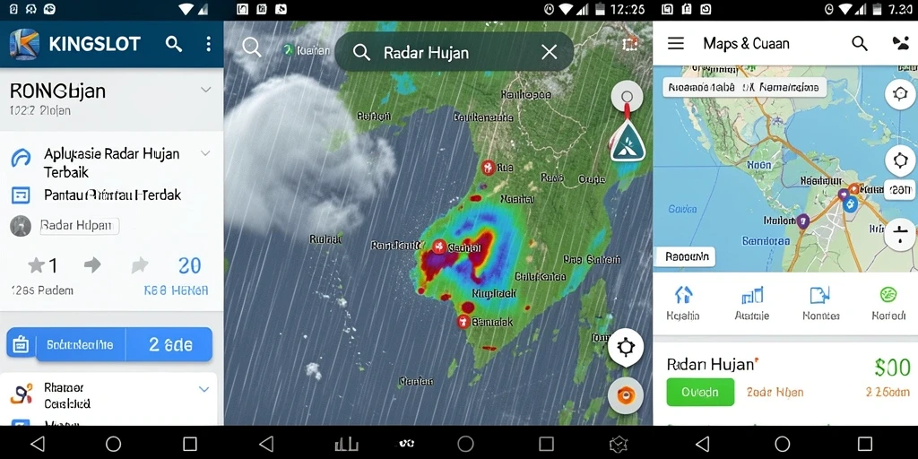 Antarmuka KINGSLOT menampilkan radar hujan yang jelas dan informatif.