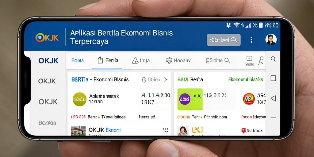 Antarmuka aplikasi OKJK yang user-friendly untuk berita ekonomi.