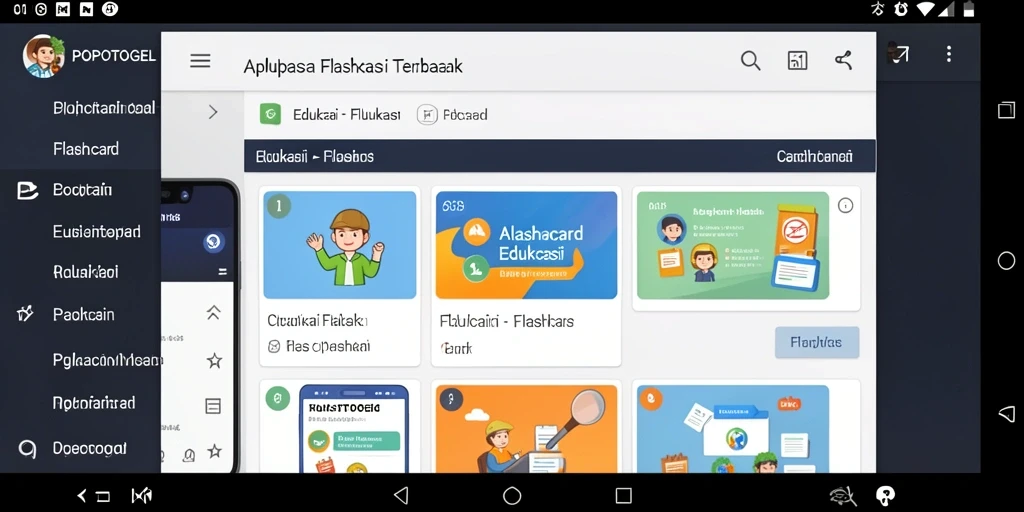 Tampilan antarmuka menarik dan interaktif dari aplikasi Flashcard.