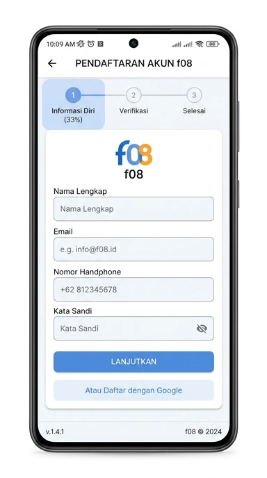 Cara Mudah Registrasi Akun f08 untuk Pengguna Android